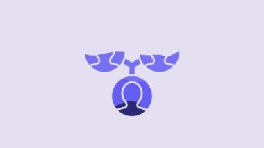 Blue Project team base icon isolated on purple background. Business analysis and planning, consulting, team work, project management. 4K Video motion graphic animation.