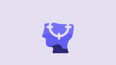 Blue Head hunting icon isolated on purple background. Business target or Employment sign. Human resource and recruitment for business. 4K Video motion graphic animation.