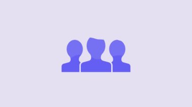 Blue Users group icon isolated on purple background. Group of people icon. Business avatar symbol - users profile icon. 4K Video motion graphic animation.