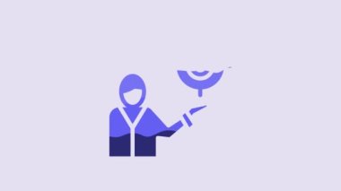 Blue Marketing target strategy concept icon isolated on purple background. Aim with people sign. 4K Video motion graphic animation.
