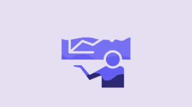 Blue Training, presentation icon isolated on purple background. 4K Video motion graphic animation.