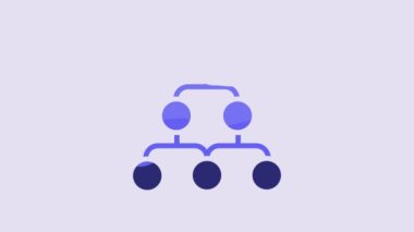 Blue Business hierarchy organogram chart infographics icon isolated on purple background. Corporate organizational structure graphic elements. 4K Video motion graphic animation.
