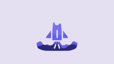 Blue Rocket icon isolated on purple background. 4K Video motion graphic animation.