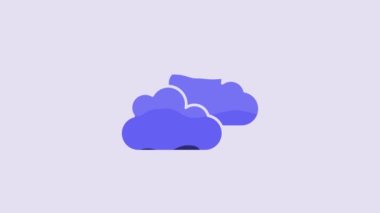 Blue Cloud icon isolated on purple background. 4K Video motion graphic animation.