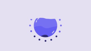 Blue Sun icon isolated on purple background. 4K Video motion graphic animation.