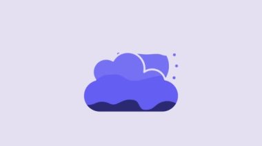 Blue Sun and cloud weather icon isolated on purple background. 4K Video motion graphic animation.