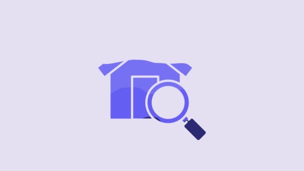 Icono Casa Búsqueda Azul Aislado Sobre Fondo Púrpura Símbolo Inmobiliario — Vídeo de stock