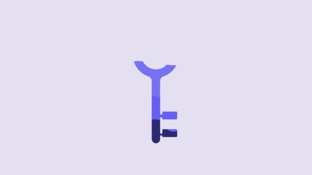 Blue House Key Icon Isolated Purple Background Video Motion Graphic — ストック動画