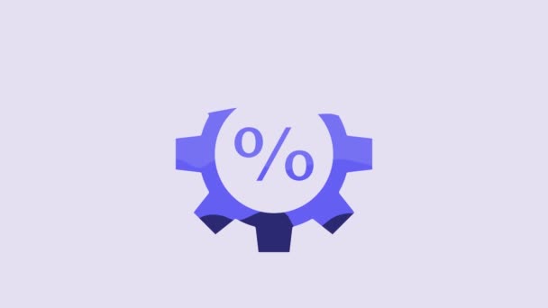 Blue Gear Percent Icon Isolated Purple Background Video Motion Graphic — Vídeo de Stock