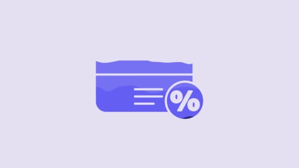 Blue Discount Card Percent Icon Isolated Purple Background Loyalty Points — Stock video