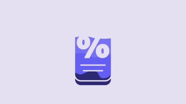 Blue Percent Discount Mobile Phone Icon Isolated Purple Background Sale — Video Stock