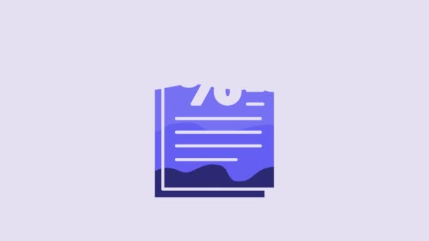 Blue Finance Document Icon Isolated Purple Background Paper Bank Document — Vídeo de stock