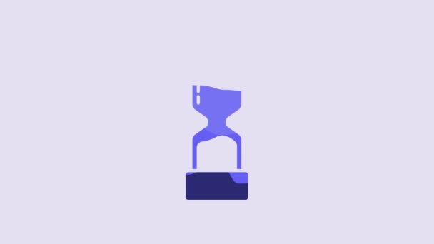 Синий Старинный Горшок Струящейся Иконой Песка Фиолетовом Фоне Песок Часах — стоковое видео