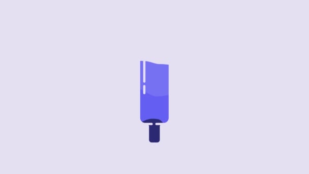 Blue Rolling Pin Icono Aislado Sobre Fondo Púrpura Animación Gráfica — Vídeo de stock