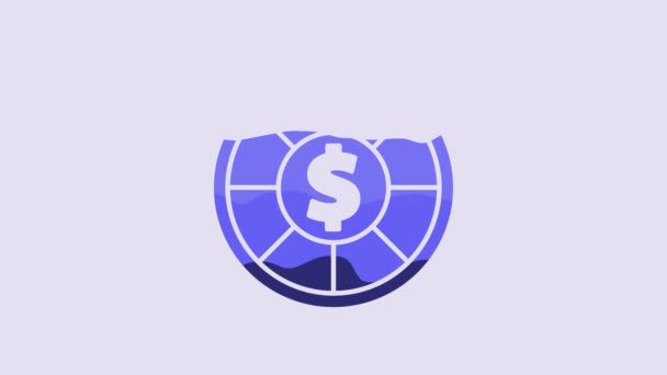 Blue Casino Chips Icon Isolated Purple Background Casino Gambling Video — Wideo stockowe