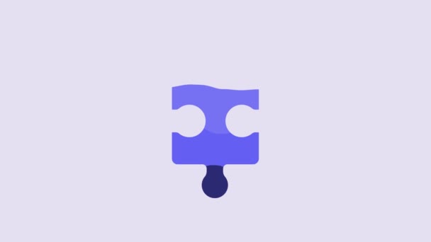 Blue Piece Puzzle Icon Isolated Purple Background Business Marketing Finance — Stockvideo