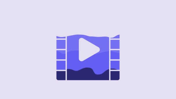 Blue Play Video Icon Isolated Purple Background Film Strip Play — 비디오