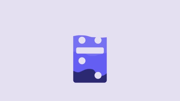 Синий Значок Domino Выделен Фиолетовом Фоне Видеографическая Анимация — стоковое видео