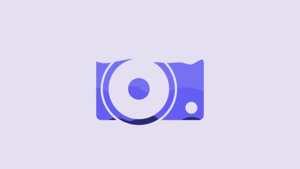 Blue Photo Camera Icon Isolated Purple Background Foto Camera Icon — ストック動画