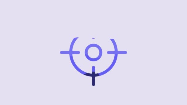 Blue Target Sport Icon Isolated Purple Background Clean Target Numbers — Vídeos de Stock