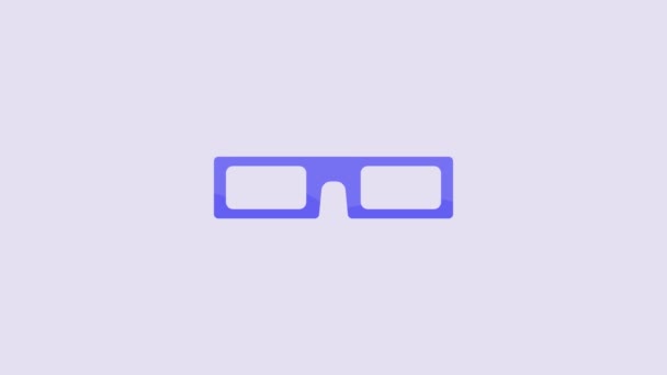 Ikona Okularów Blue Cinema Fioletowym Tle Animacja Graficzna Ruchu Wideo — Wideo stockowe