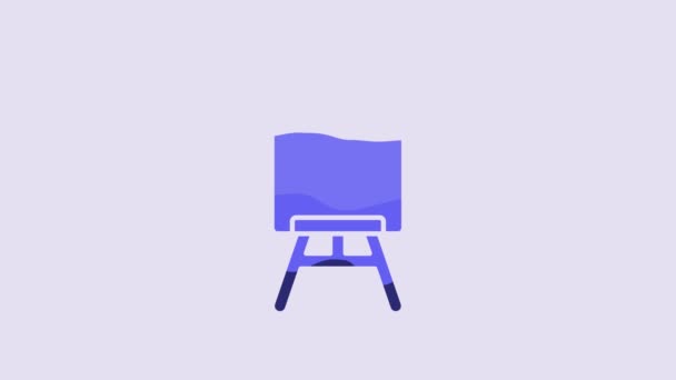 Blue Wood Easel Painting Art Boards Icon Isolated Purple Background — Vídeo de Stock
