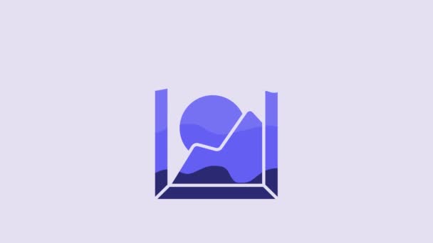 Blue Picture Landscape Icon Isolated Purple Background Video Motion Graphic — Video