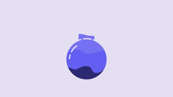 Блакитна Бомба Готова Вибухнути Піктограму Ізольовано Фіолетовому Фоні Відео Рух — стокове відео