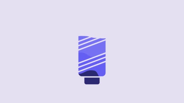 Hilo Coser Azul Icono Carrete Aislado Sobre Fondo Púrpura Bobina — Vídeos de Stock