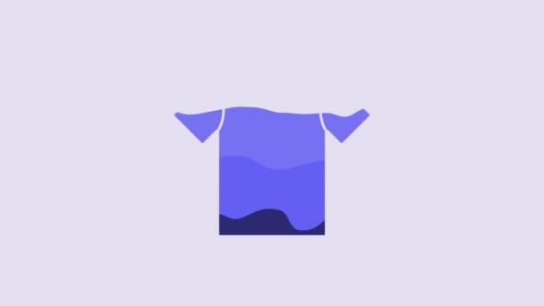 紫の背景にブルーのTシャツアイコンを隔離 4Kビデオモーショングラフィックアニメーション — ストック動画
