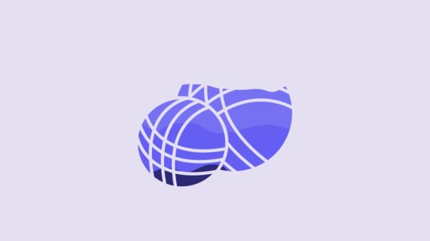 Блакитна Кулька Пряжі Ізольована Фіолетовому Фоні Етикетка Ручної Роботи Язання — стокове відео
