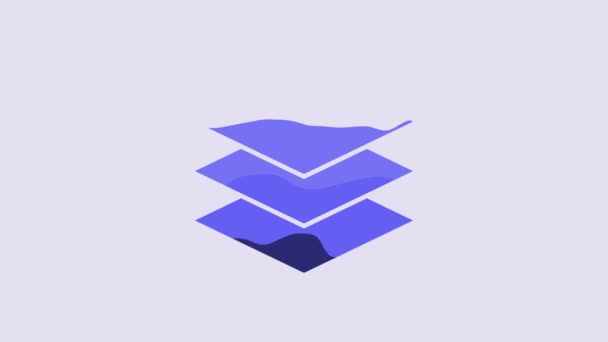 Capas Azules Ropa Icono Textil Aislado Sobre Fondo Púrpura Elemento — Vídeos de Stock