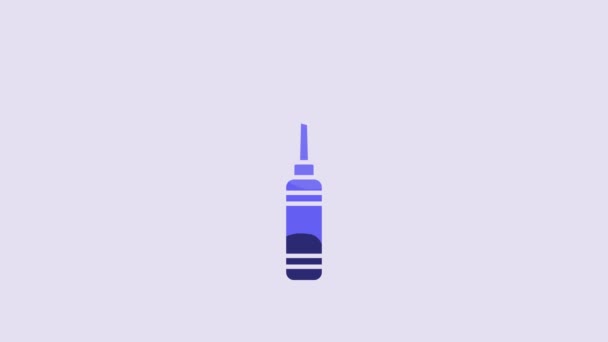 Blue Awl Tool Wooden Handle Icon Isolated Purple Background Work — 图库视频影像