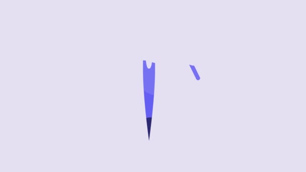 Blue Needle Sewing Thread Icon Isolated Purple Background Tailor Symbol — Video