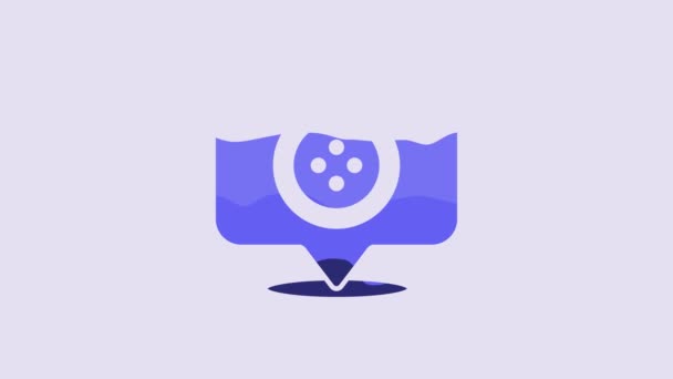 Blue Location Tailor Shop Icon Isolated Purple Background Video Motion — Stockvideo
