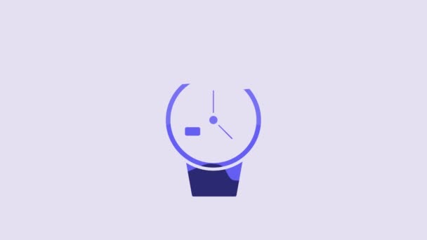 Blue Wrist Watch Icon Isolated Purple Background Wristwatch Icon Video — Vídeo de Stock