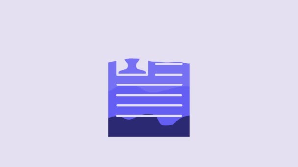 Blue Resume Icon Isolated Purple Background Application Searching Professional Staff — 비디오
