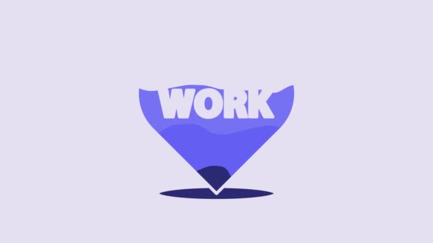 Coração Azul Com Ícone Trabalho Texto Isolado Fundo Roxo Animação — Vídeo de Stock