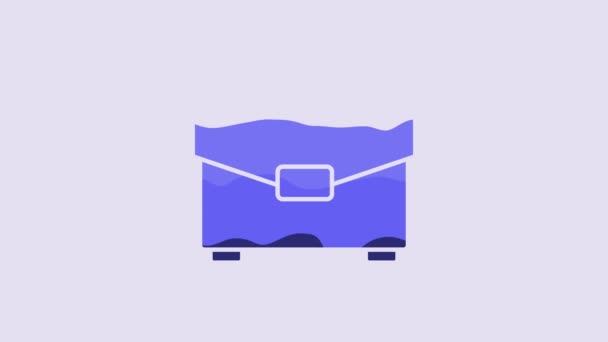 Blue Briefcase Icon Isolated Purple Background Business Case Sign Business — Stok Video