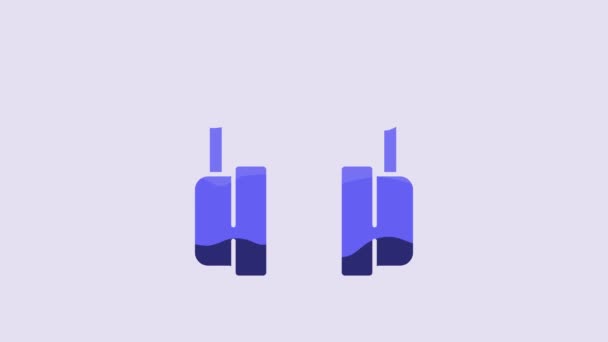 Blue Headphones Icon Isolated Purple Background Support Customer Service Hotline — Stock Video