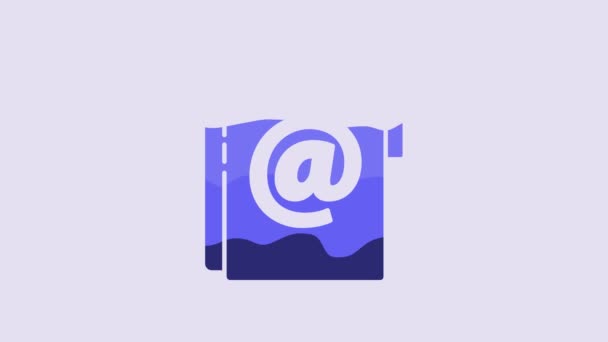 Blue Address Book Icon Isolated Purple Background Notebook Address Contact — Vídeo de Stock