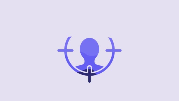 Icône Concept Chasse Blue Head Isolée Sur Fond Violet Objectif — Video