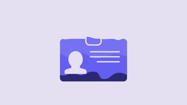 Blue Identification Badge Icon Isolated Purple Background Can Used Presentation — ストック動画