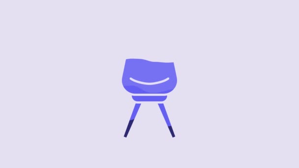 Blue Office Chair Icon Isolated Purple Background Video Motion Graphic — Stockvideo