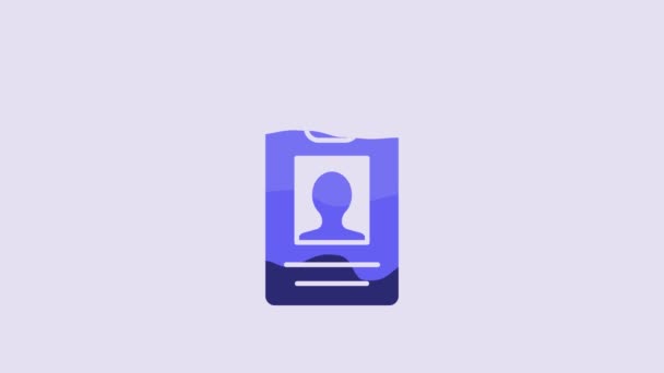 Blue Identification Badge Icon Isolated Purple Background Can Used Presentation — Stok Video