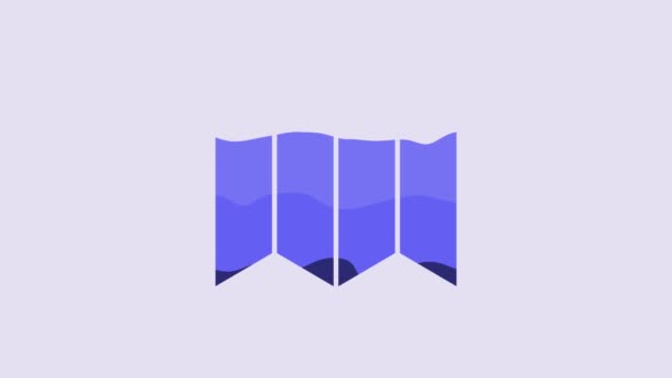 Blaues Kartensymbol Isoliert Auf Violettem Hintergrund Video Motion Grafik Animation — Stockvideo