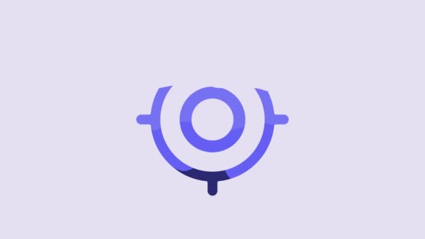 Blue Target Sport Icon Isolated Purple Background Clean Target Numbers — Vídeos de Stock