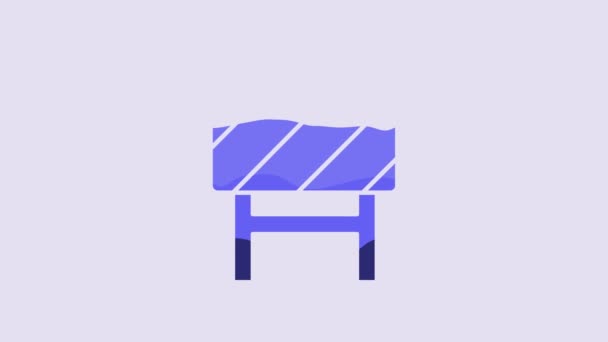 Blue Road Барьер Значок Изолирован Фиолетовом Фоне Символ Запретной Территории — стоковое видео