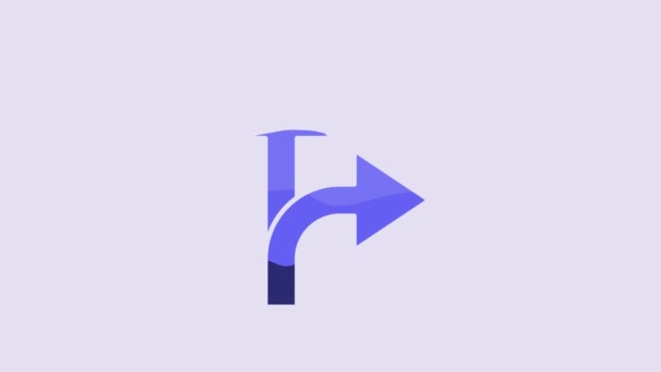 Panneau Signalisation Bleu Icône Signalisation Isolée Sur Fond Violet Symbole — Video