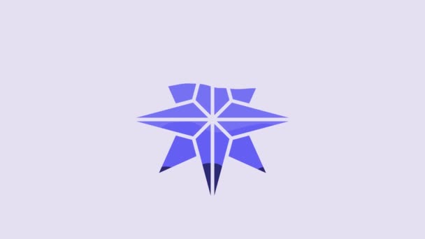 青い風は紫色の背景に孤立したアイコンを上昇させた 旅行のためのコンパスアイコン ナビゲーションデザイン 4Kビデオモーショングラフィックアニメーション — ストック動画